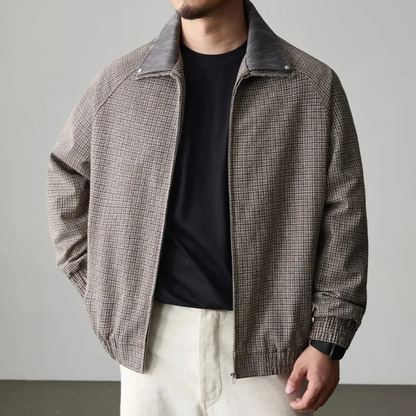 The Montmartre Men’s Casual Zip Up Loose Fit Plaid Jacket