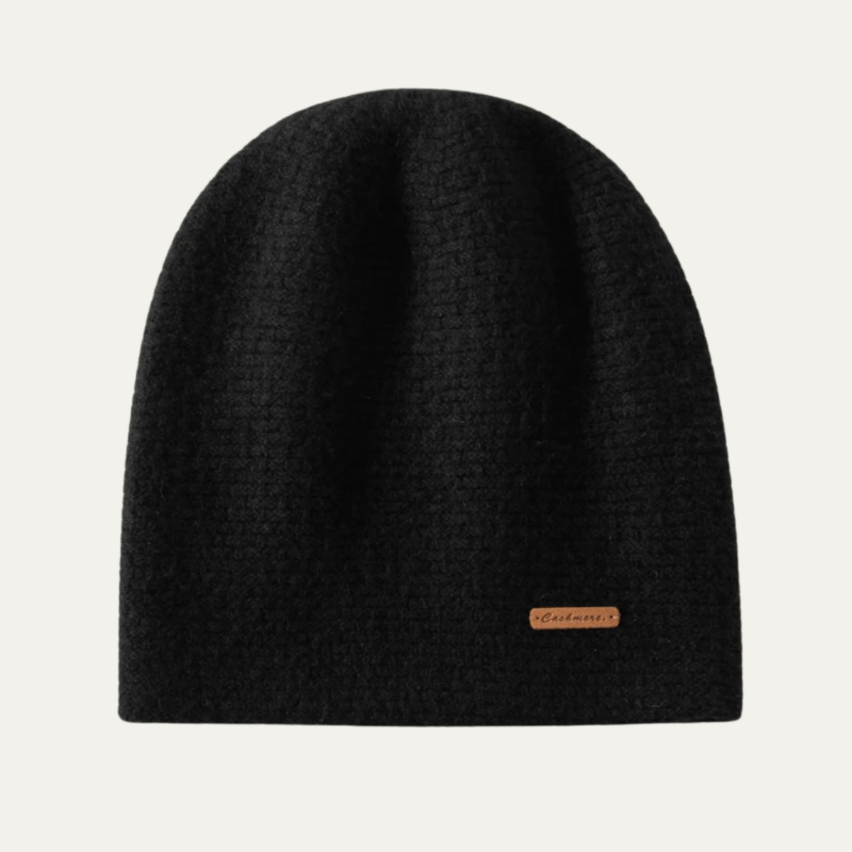 Men’s Minimalist Knit Beanie with Patch Detail