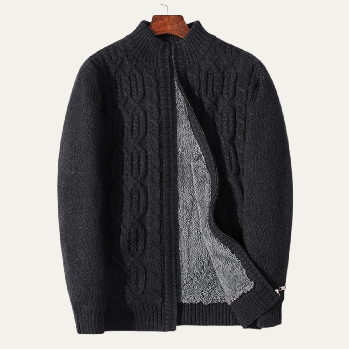 The Bellagio Men's Warm Fleece Thick Knitted Wool Cardigan