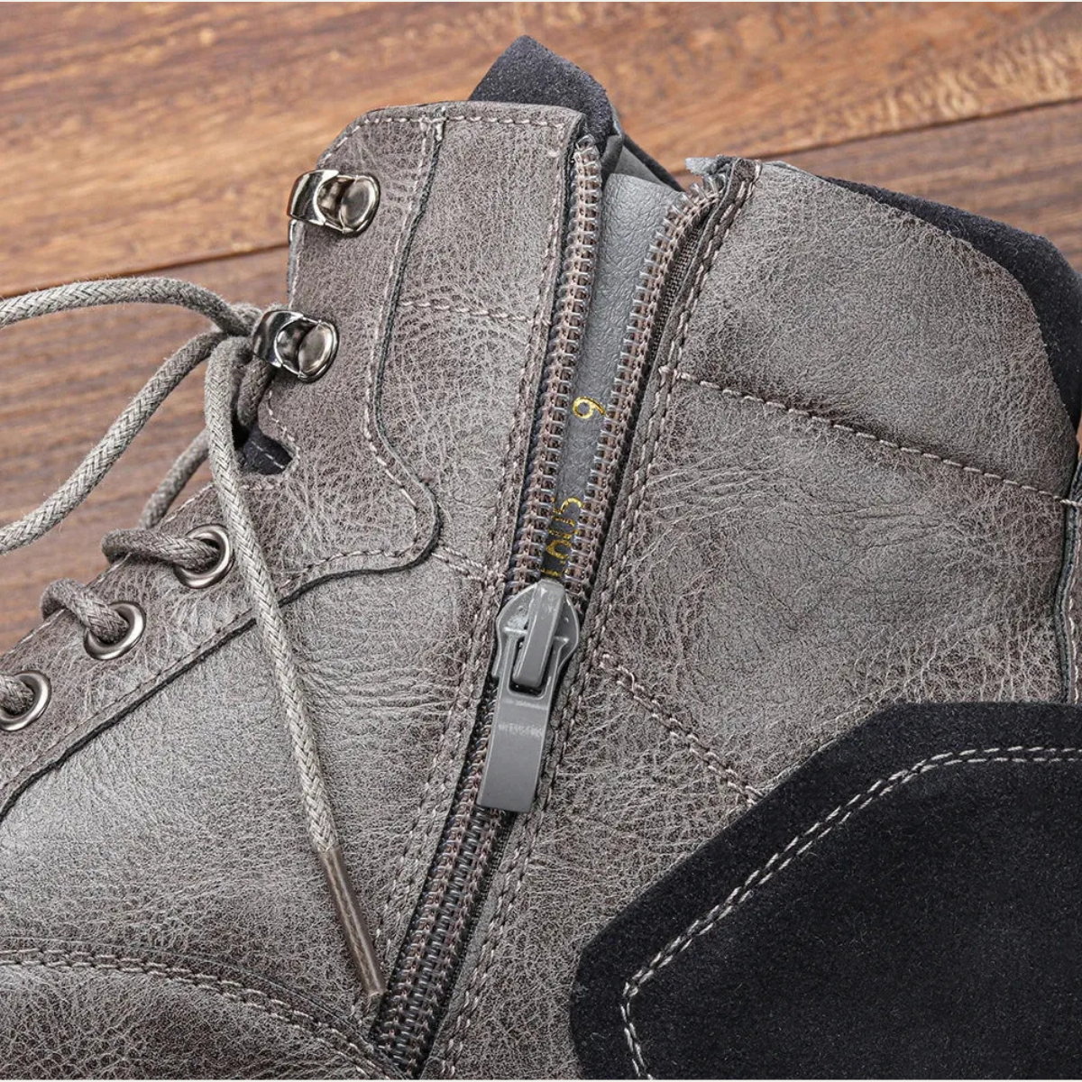Men’s Textured Leather Combat Boots