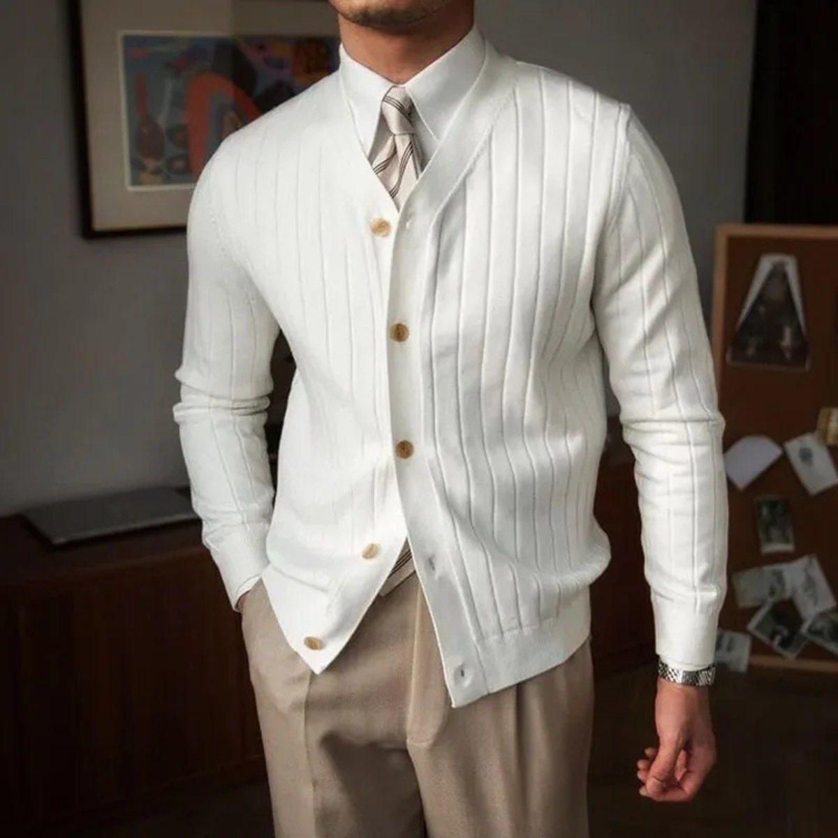 The Newport Men's Business Slim Fit Knit Cardigan