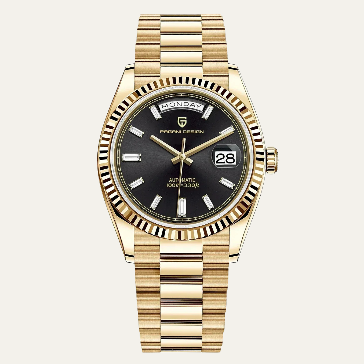 Men’s Automatic Watch with Fluted Bezel and Jubilee Bracelet
