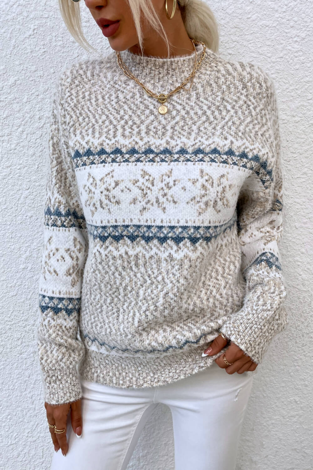 Warm Winter Snowflake Crew Neck Sweater