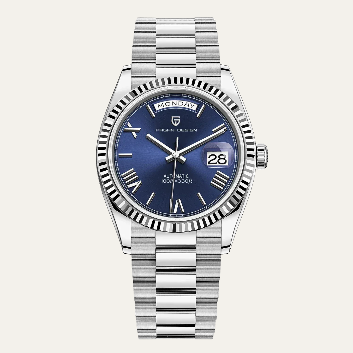 Men’s Automatic Watch with Fluted Bezel and Jubilee Bracelet