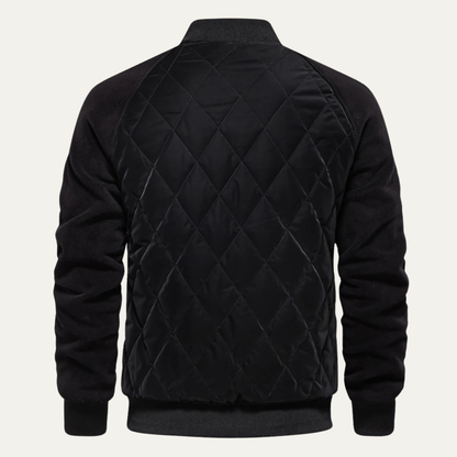 Men’s Quilted Bomber Jacket with Snap Front Closure
