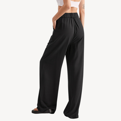 Women's Polyester Pleated Wide Leg Pants