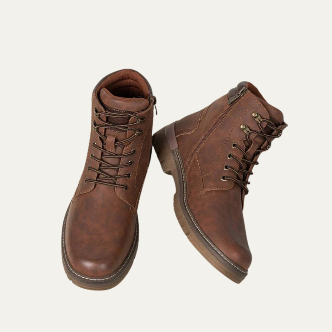 Men’s Military Style Lace Up Combat Boots with Lug Sole