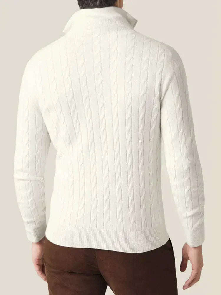 Stylish Cable Knit Zipper Sweater