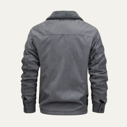 Men’s Faux Fur Collar Zip Front Utility Jacket