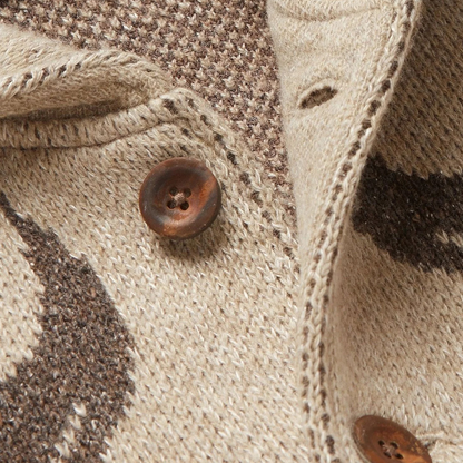 Men’s Shawl Collar Tribal Knit Button Jacket