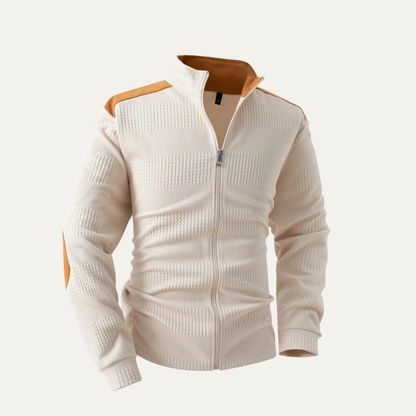 The Locorotondo Men’s Lightweight Zip Up Stand Collar Knit Jacket