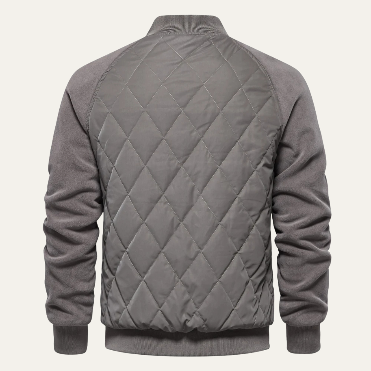 Men’s Quilted Bomber Jacket with Snap Front Closure