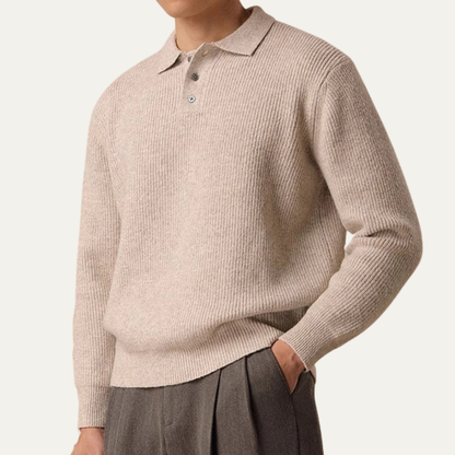 The Brecon Men’s Fall Winter Thick Knitted Polo Jumper