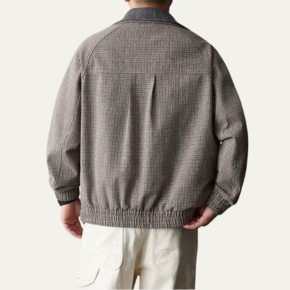 The Montmartre Men’s Casual Zip Up Loose Fit Plaid Jacket