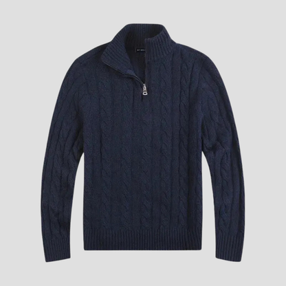Men's half-zip knitted sweater - Timeless cable knit meets modern sophistication