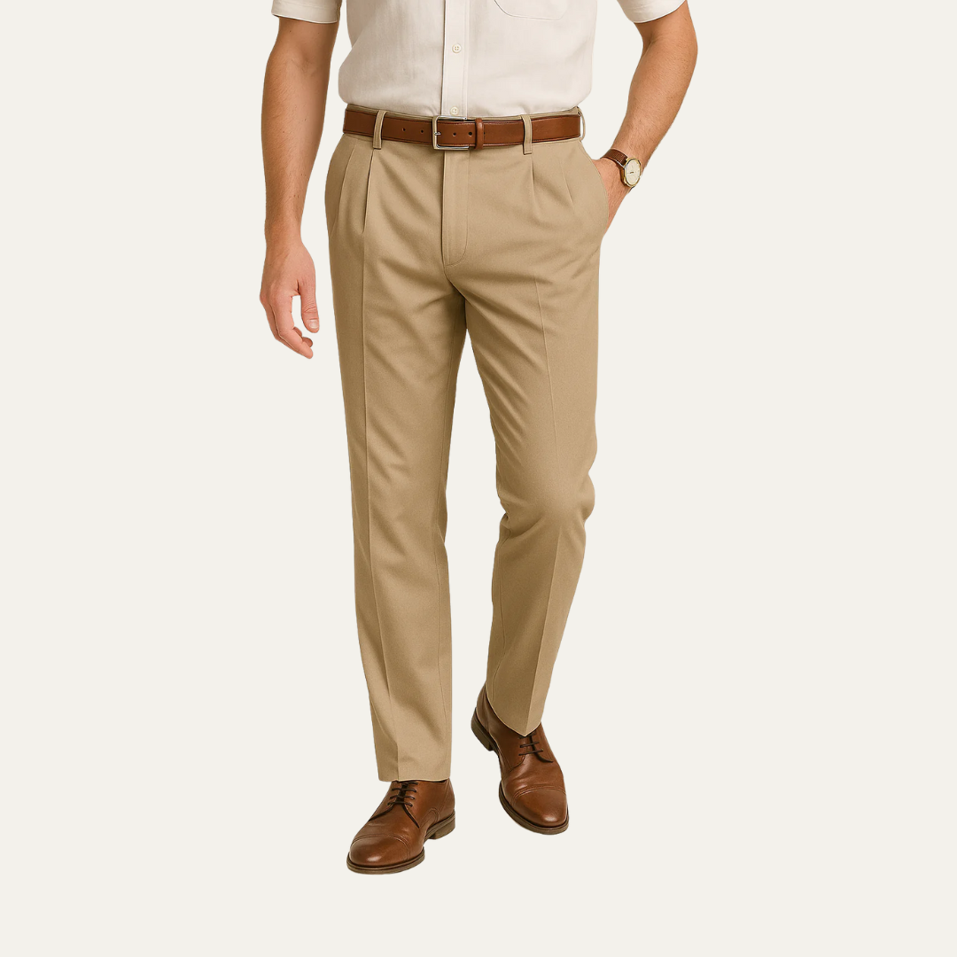 Men’s Classic Single-Pleat Dress Trousers