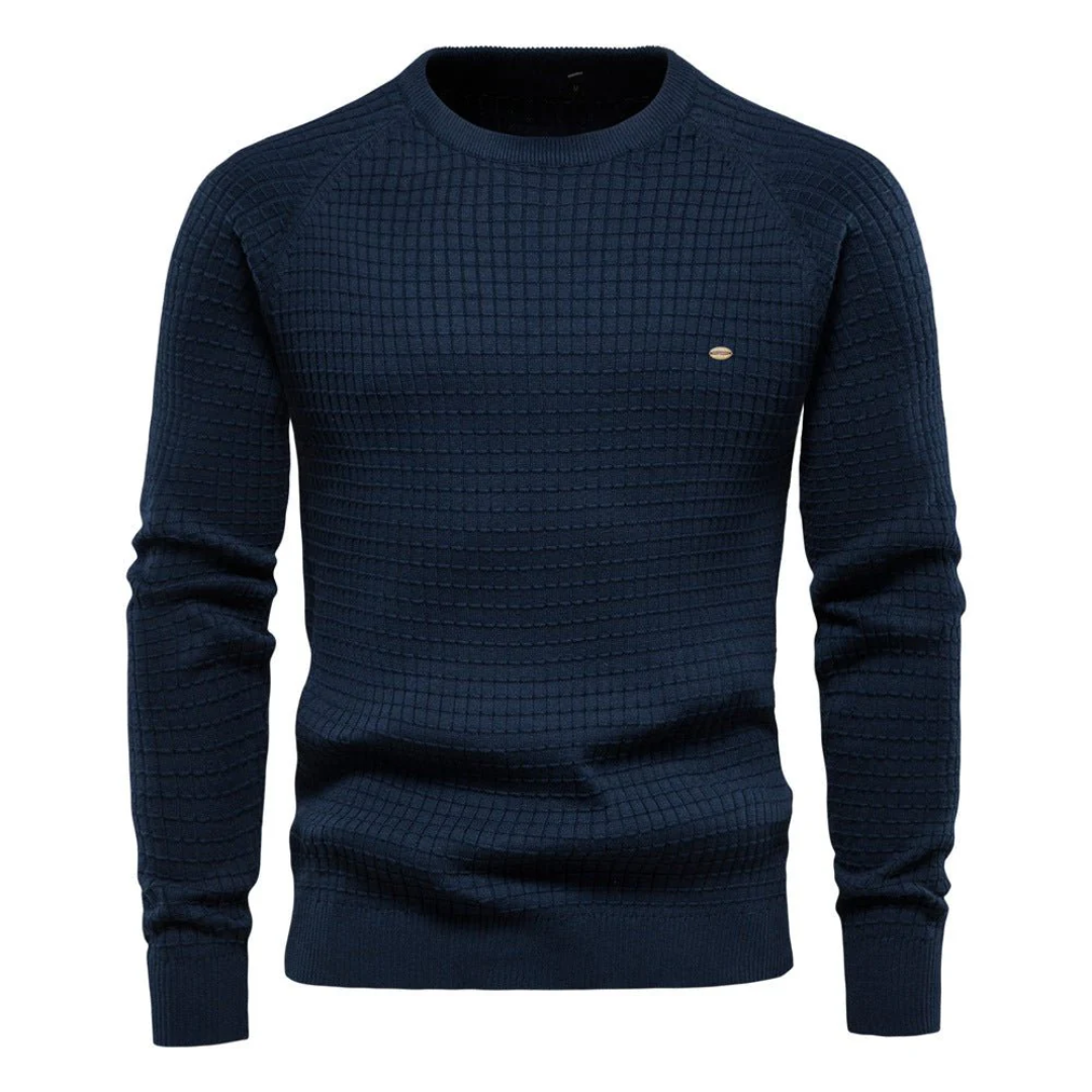 Men’s Textured Waffle Knit Crewneck Sweater
