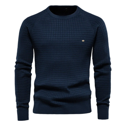 Men’s Textured Waffle Knit Crewneck Sweater