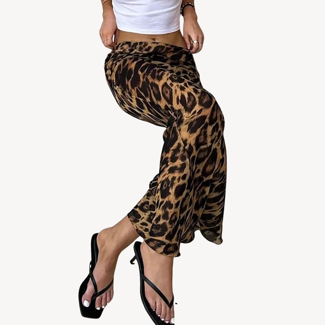 Leopard Print Ruched Bodycon Maxi Skirt Women