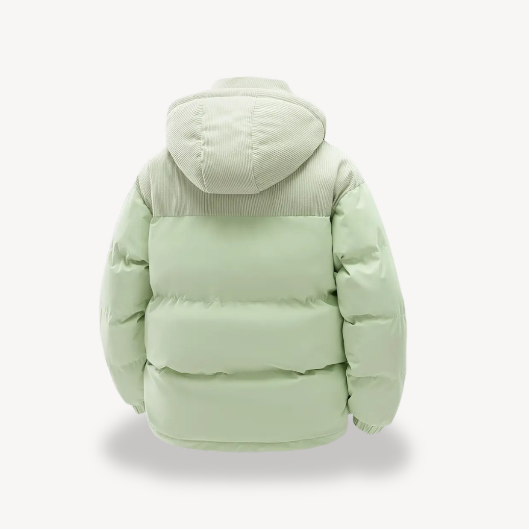 Men's Puffer Jacket with Corduroy Hood