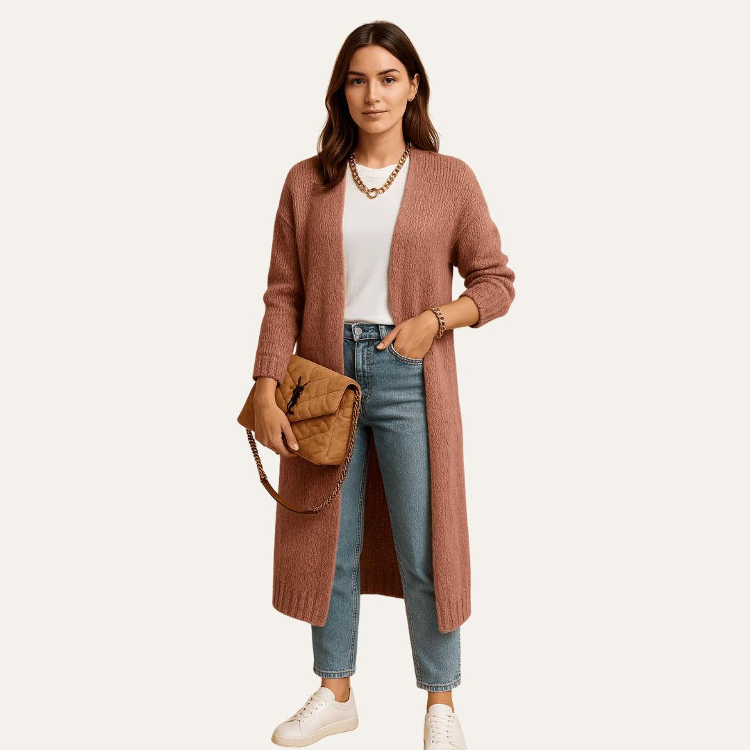 Women’s Fuzzy Longline Open Cardigan