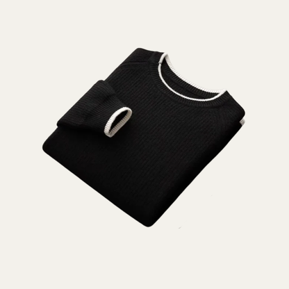 Men’s Ribbed Crewneck Sweater with Contrast Trim