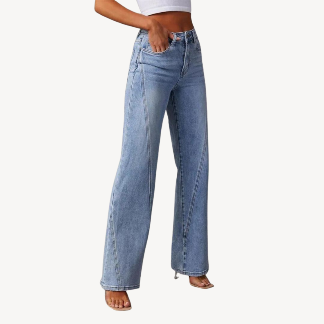 Women's Blue Denim Wide Leg Jeans
