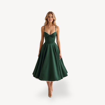 Women's A-Line Midi Dress Cotton Pockets