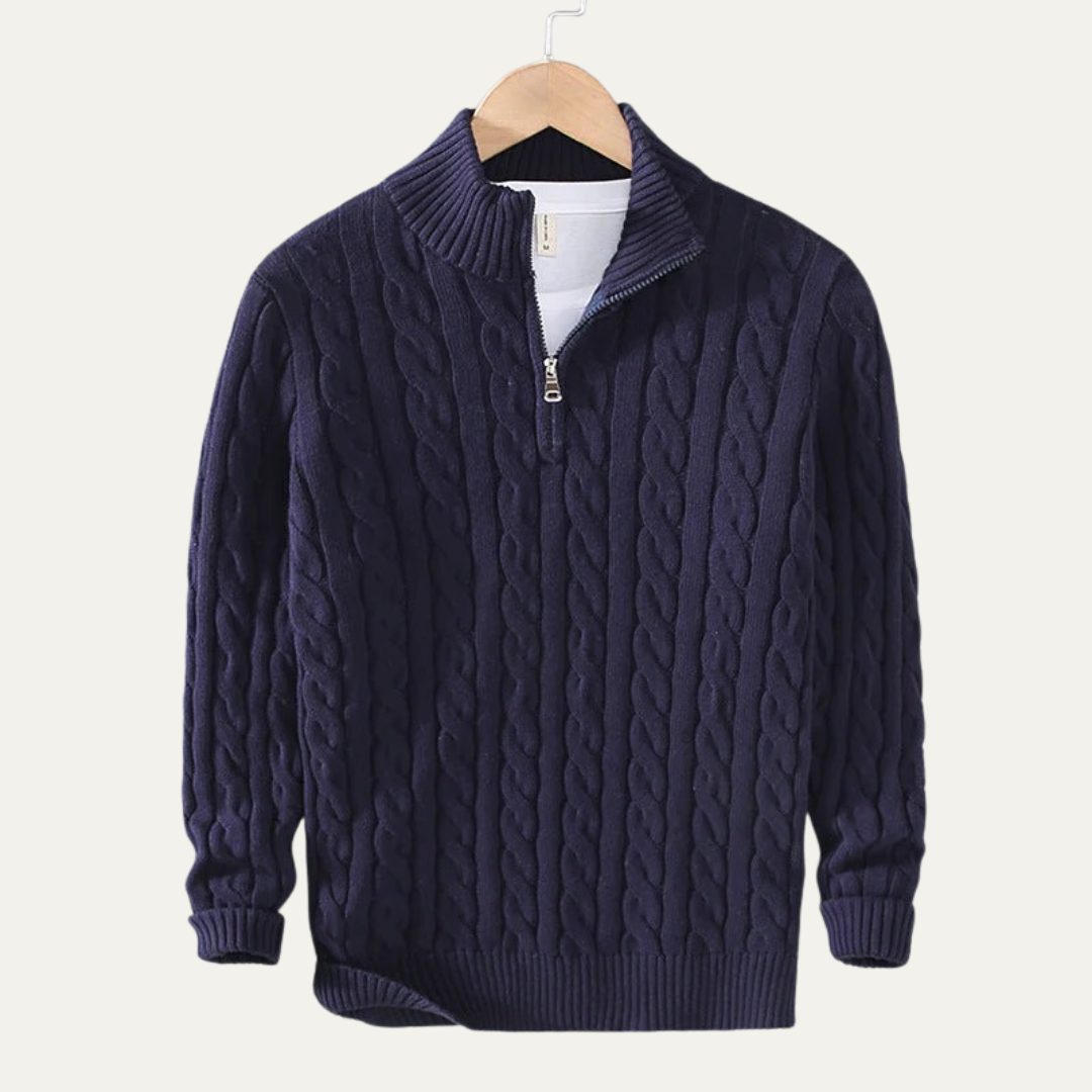 Men’s Heavy Cable Knit Design Sweater