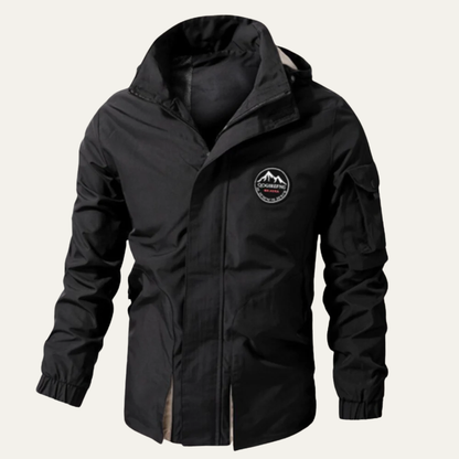 Men’s Heavy Duty Tactical Jacket with Hood and Sleeve Cargo Pocket
