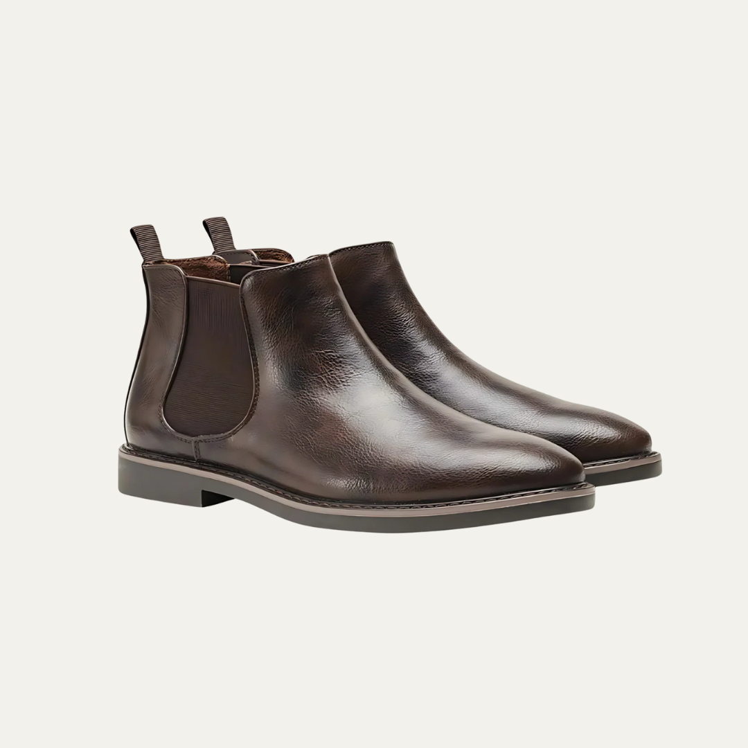 Men’s Burnished Leather Look Chelsea Boot