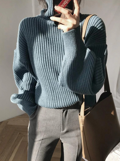 Warm Chunky Knit Turtleneck Sweater for Women