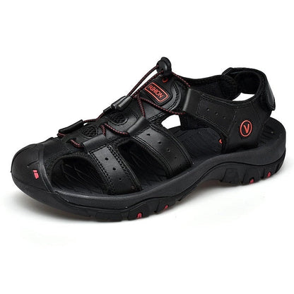 Relaxed - Leather Arched Orthopaedic Walking Sandal Black