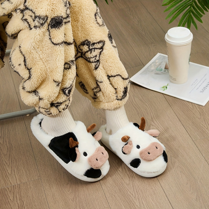 Women's Orthopedic Cow Plush Animal Slippers