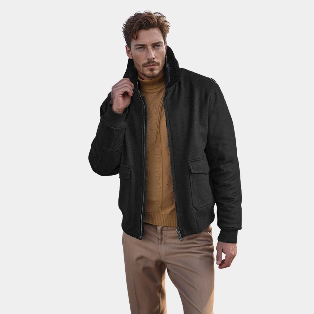 Woolen Collar Jacket Gray