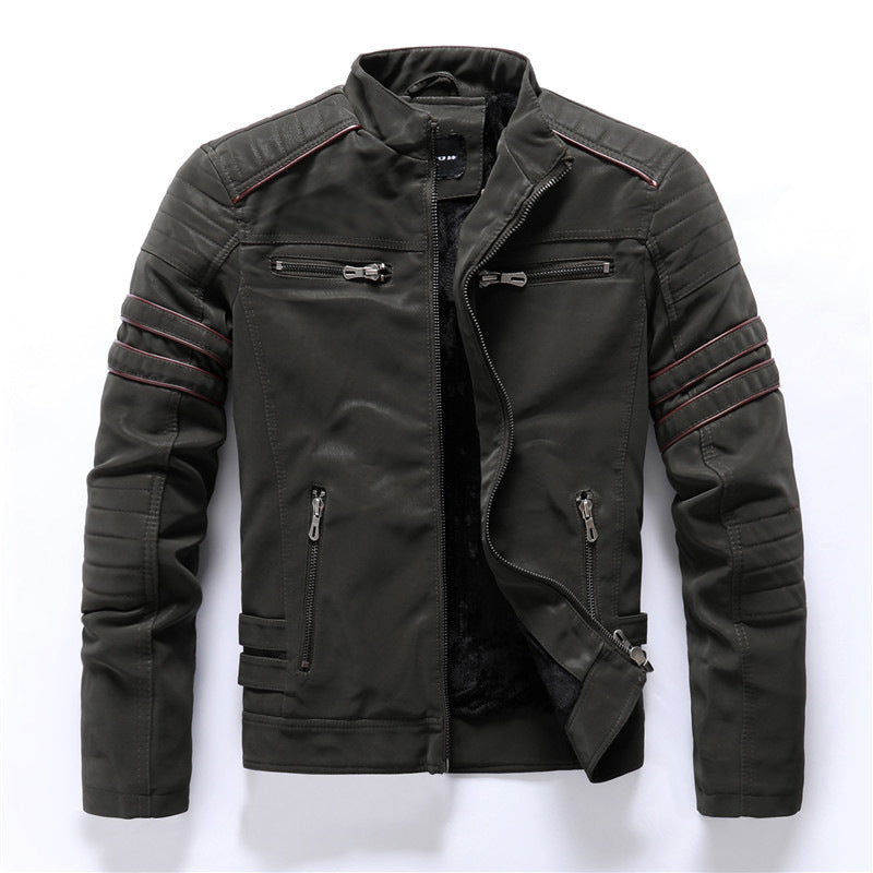 Cevori Stylish Stand Collar Biker Jacket