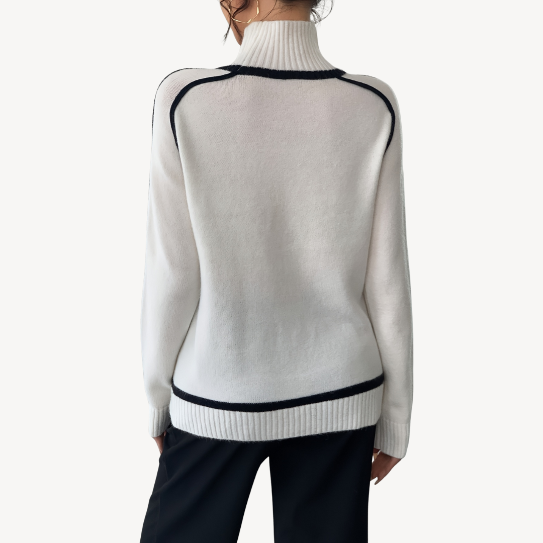 Women’s White Ribbed Turtleneck Sweater