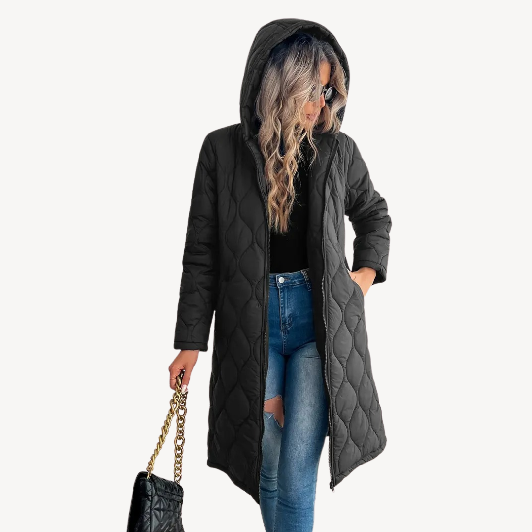 Women's Black Quilted Hooded Puffer Coat