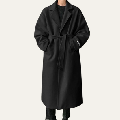 The Whitechapel Men's Elegant Camel Wrap Wool Coat with Belt