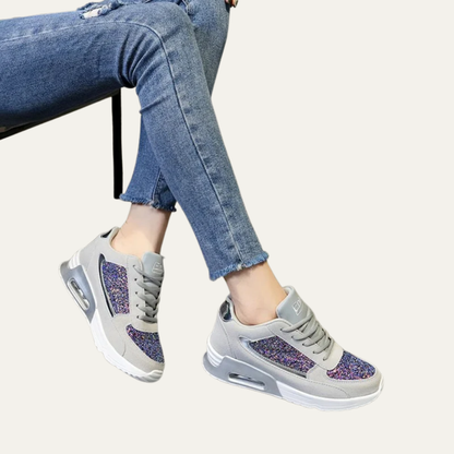 Women’s Reflective Glitter Panel Platform Fashion Sneaker