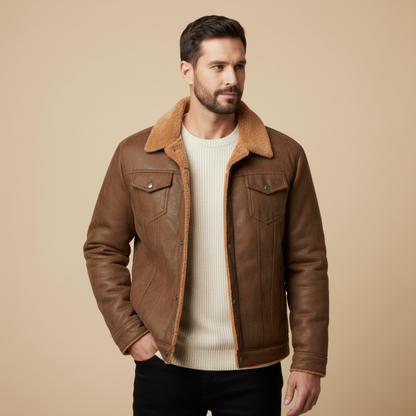 The Quebec Fleece Lined Suede Leather Jacket for Men