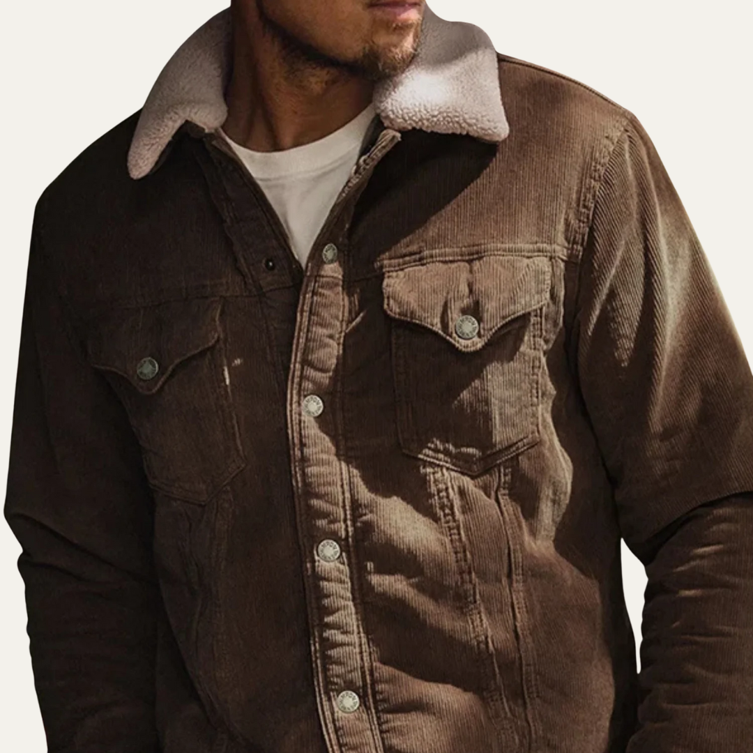 Men’s Corduroy Trucker Jacket with Sherpa Collar