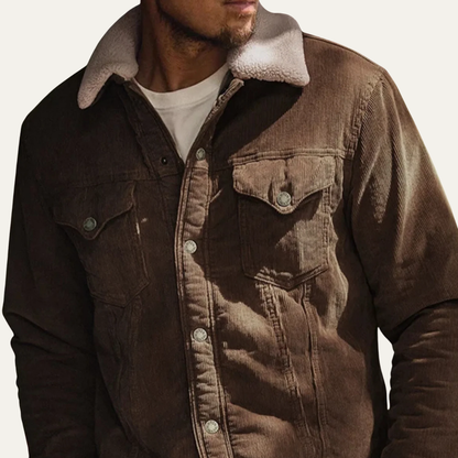 Men’s Corduroy Trucker Jacket with Sherpa Collar
