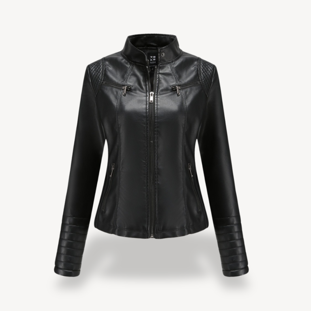 Classic Biker Faux Leather Jacket Women