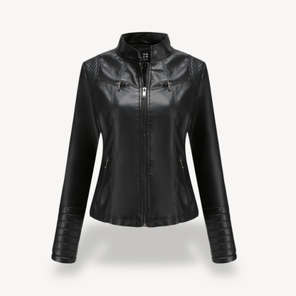 Classic Biker Faux Leather Jacket Women