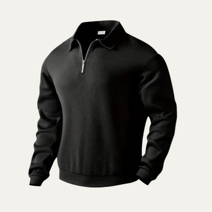 Men’s Textured Quarter Zip Polo Sweater