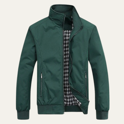 Men’s Summer Lightweight Plaid Lined Bomber Jacket