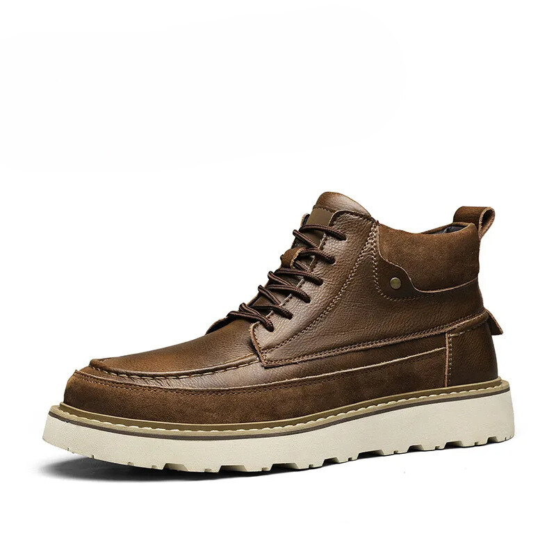 Classic Brown Vegan Ankle Boots for Men