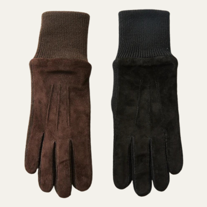 The Barolo Men’s Winter Fleece Lined Suede Gloves with Knit Cuffs