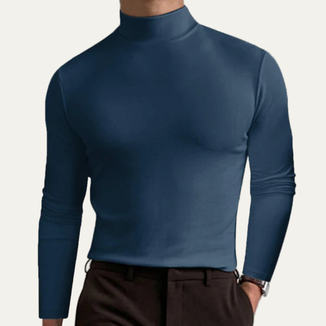 Men’s Solid Mock Turtleneck Long Sleeve Shirt